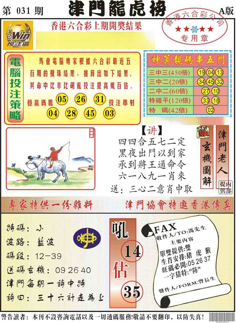 031期津门龙虎榜A[图]